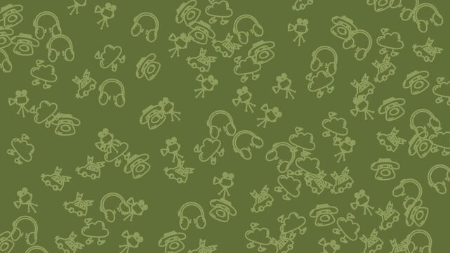 Frogs, bugs and critters on green backdrop. Ideal for childrens books, educational material, naturethemed designs and wildlife illustrations.