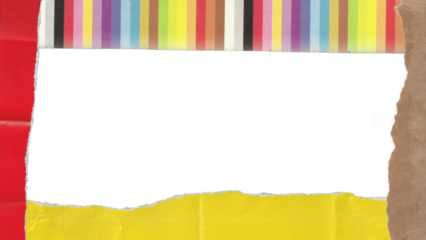 Colorful Striped Torn Paper Frame Transparent Background for Creative Designs