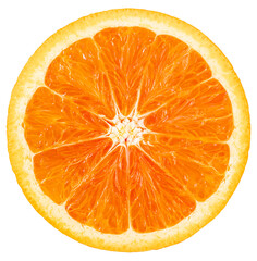 A fresh half cut open orange isolated on white background, Juicy and bright orange flesh on White...