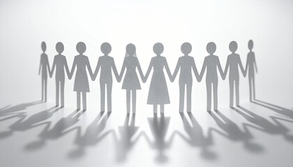 Paper chain of diverse people holding hands, symbolizing unity and community.