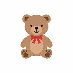 Vector illustration of a teddy bear wearing a ribbon