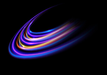 The speed line is blue and red in color. The spiral wave looks like a road. Light curved blue speed line swirls and Glitters. Spinning dynamic neon circle.