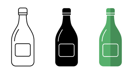 Three coloured bottles icon set