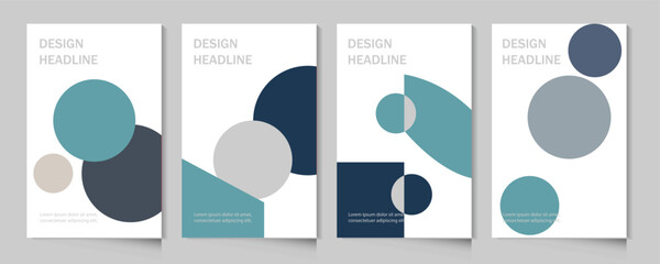 Portfolio geometric design vector set. Business presentation vector A4 vertical orientation front page mock up set. Annual report brochure flyer design template vector.