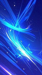 Blue lines arc across a dark blue background, with lighter glows emanating from intersections