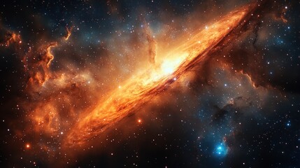 Cosmic nebula, fiery swirl in deep space