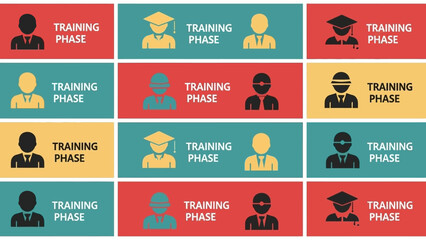 Diverse professionals in various training phases and attire