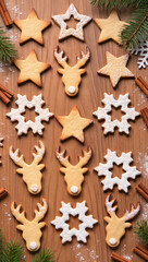 christmas cookies on wooden background