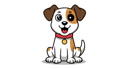 Cute Happy Jack Russell Terrier Puppy Sitting with Collar