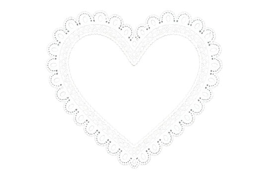 White lace heart frame transparent background