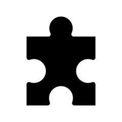 Puzzle Piece Silhouette. Isolated on White Background.