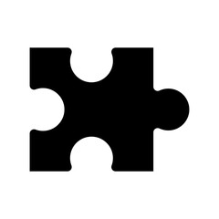 Puzzle Piece Silhouette. Isolated on White Background.