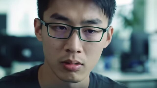 Young professional focused indoors working with technology device