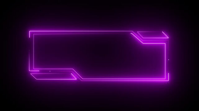 Neon rectangular frames with shining effects on Black background. Square box with neon lines. neon box pattern. neon digital hud lights wiggle on black background. 4K ANIMATION VIDEO..