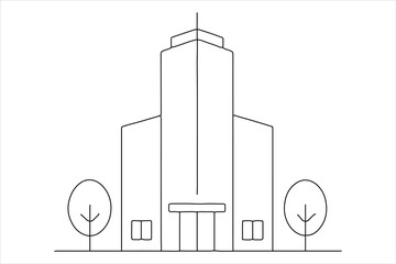 Corporate skyscraper outline one line clean modern design