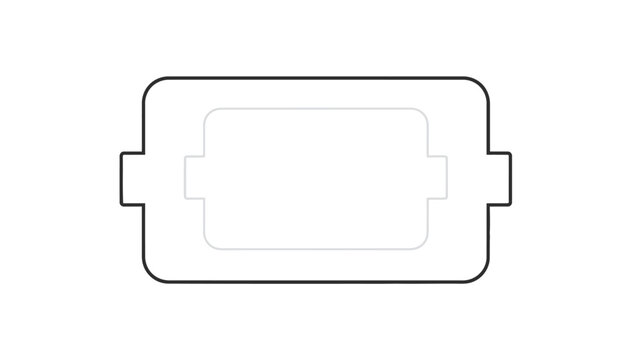 Black outline of a doublelayered rounded rectangular shape with side tabs