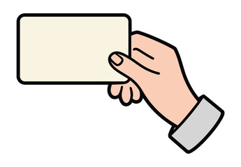 A hand holding a blank business card isolated on a white background for your design.