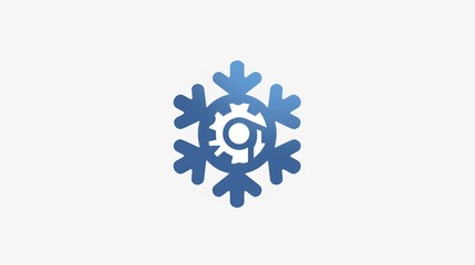 Abstract snowflake gear icon illustration on a white background design