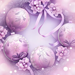 &ldquo;Watercolor illustration collection &mdash; six delicate baubles with lace and floral patterns, arranged in a wreath, high-res PNG and vector versions for card design.&rdquo;
