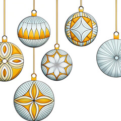 &ldquo;Geometric vector bauble collection &mdash; modern shapes, metallic gradients, editable EPS, seamless icon set for seasonal branding.&rdquo;
