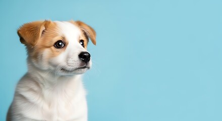 Adorable Puppy Dog Portrait Copy Space Young Cute Canine Pet Studio Shot