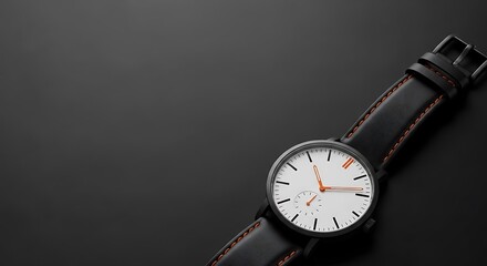 Luxury Watch Timepiece on Black Background Copy Space Stylish Wristwatch Closeup