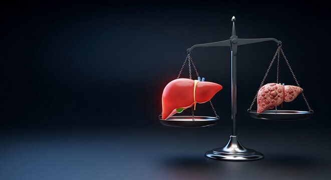 Liver Health Balance Comparison Anatomy Healthy Vs Unhealthy Organ Disease Scale Concept