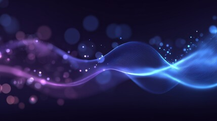 Abstract glowing waves with particles on a dark background