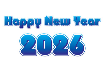 Happy New Year 2026 Blue Text Style Illustration