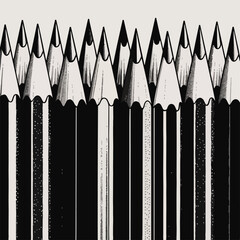 Fototapeta premium Halftone Pencil Illustration – Black & White Retro Art