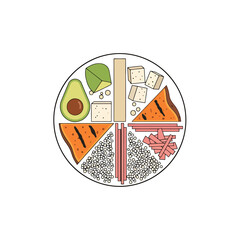 Healthy Meal Bowl Illustration Fresh Ingredients Arranged Neatly for Nutrition and Wellness