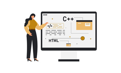 Business Lady Explaining Web programming