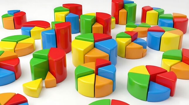  Colorful 3d pie chart and bar graph financial statistics      - Powered by Adobe
