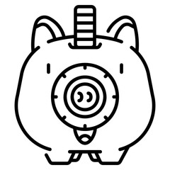Front View Piggy Bank line icon