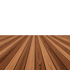 Wooden planks arranged in a perspective view isolated on transparent background