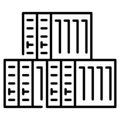 Three stacked containers line icon