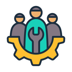 Maintenance Crew Icon - Lineal Color