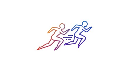 Obraz premium Two colorful athletes racing side by side in motion