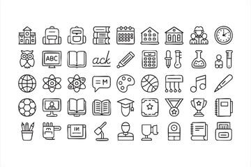 Fototapeta premium Education and School Icon Set for Learning Platforms, Classrooms, and Academic UI
