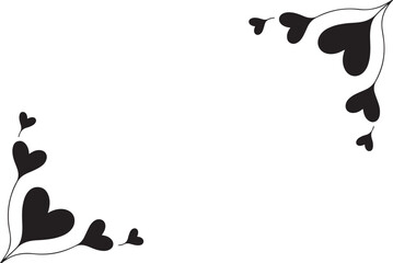 Black heart vine corner accents hearts flourish