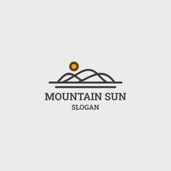 Fototapeta premium Mountain sun logo style icon design template vector illustration