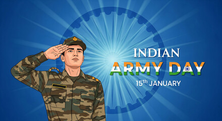 Vector illustration of Army day of India, Republic day celebration concept, applauding victory, people appreciating, clapping, and saluting Indian army soldier, Army Day ... See More