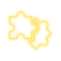 Luminous yellow neon failed gear icon representing a digital or mechanical problem
