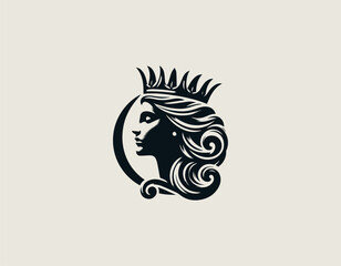 Queen Head Sculpture black vector logo illustration