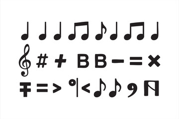 Music notation icons for score design, theory learning, rhythm training, and composition tools