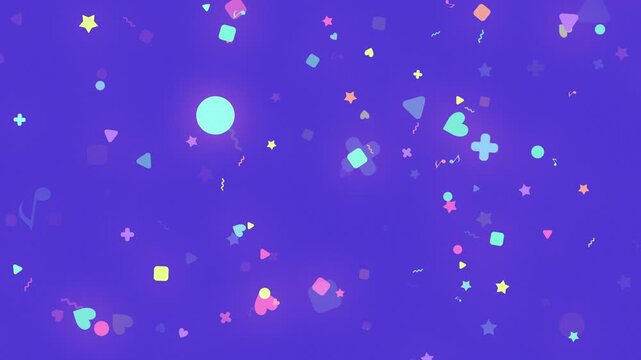 ハート・星・音符などのカラフルでハッピーなアニメーション　前進　ループ