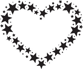 Black stars forming a heart shape on white background