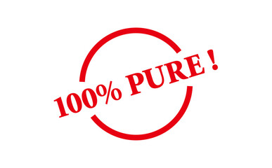 100% PURE ! - Red Rubber Stamp with text 100% PURE !
