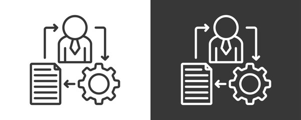Process Icon Set Vector Collection Isolated In Black And White