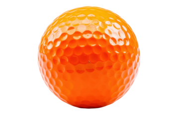 Bright orange golf ball with dimples on black background studio shot image, Isolated On Transparent Background, Png Cut Out